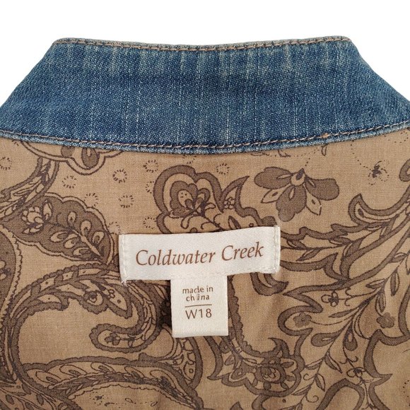 Coldwater Creek Size W18 18W Jacket Denim Jean V-neck Snaps Pockets Fitted Blue - Picture 6 of 12